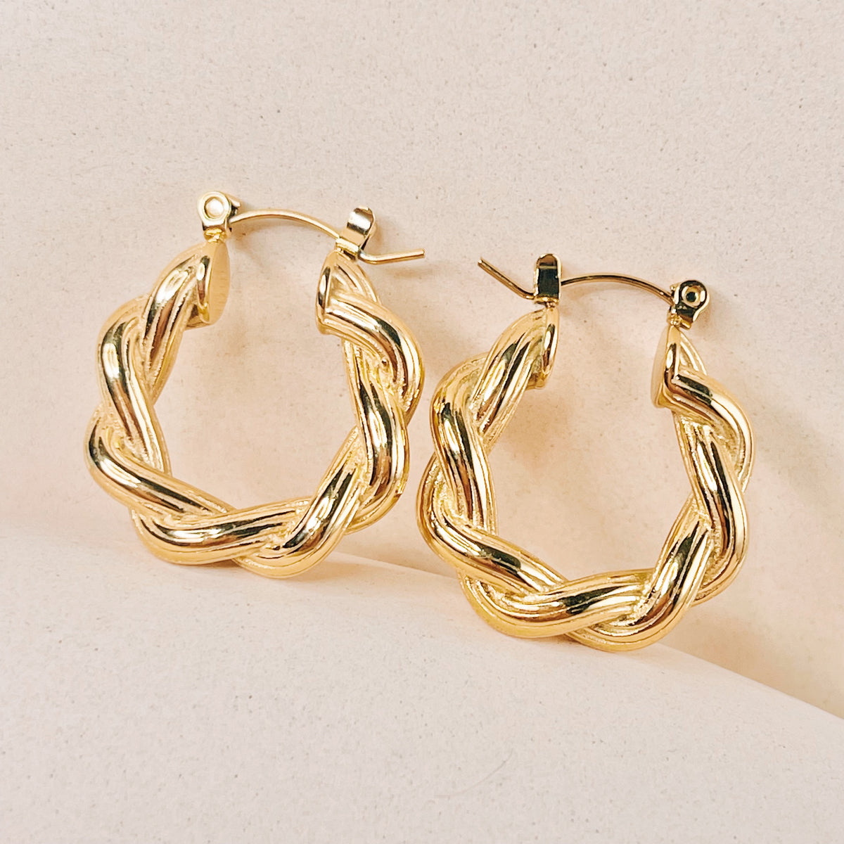 Madalyn Chunky Textured Twisted Gold Hoops