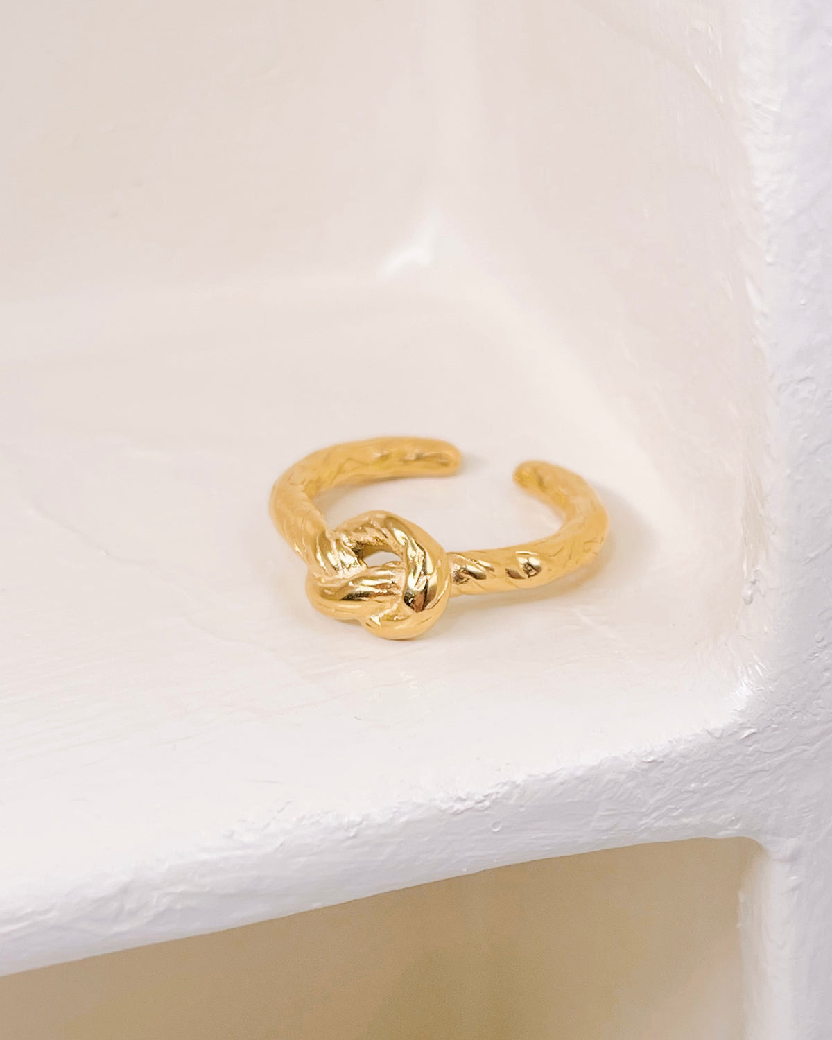 Jaylee Textured Knot Design Gold Ring