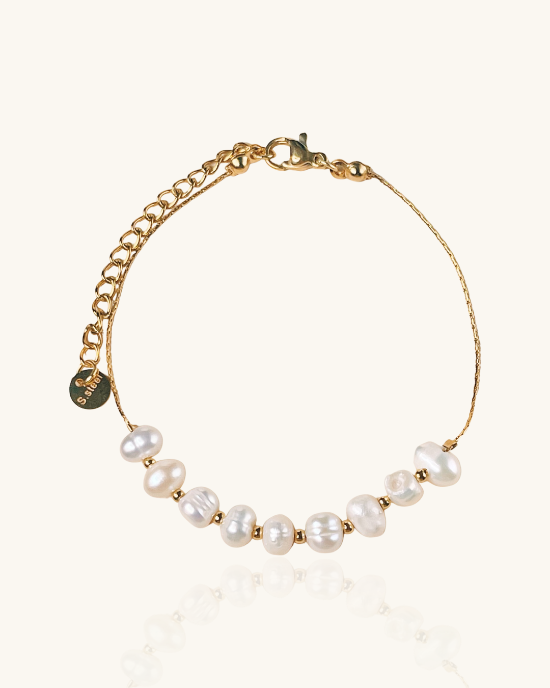 Kehlani Baroque Freshwater Pearl Beads Anchor Chain Gold Bracelet